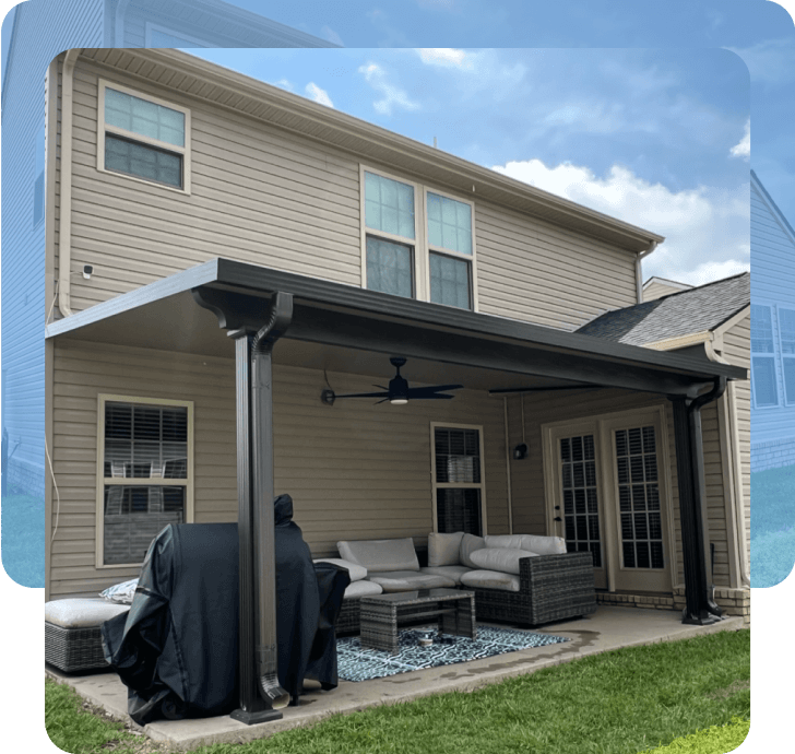 Fixed awning installed in Huntsville and Madison, AL by The Covered Patio.