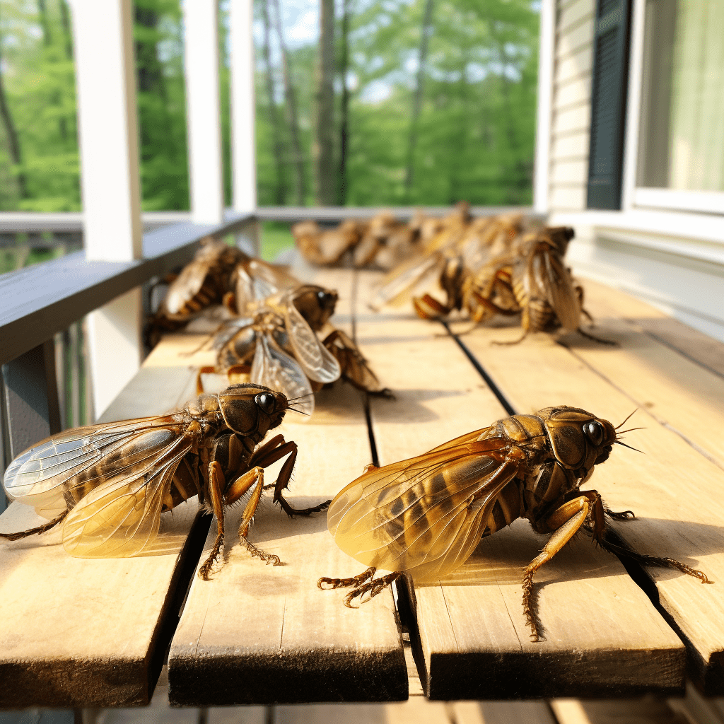 Cicadas Sitting inside your non-screened-in porch