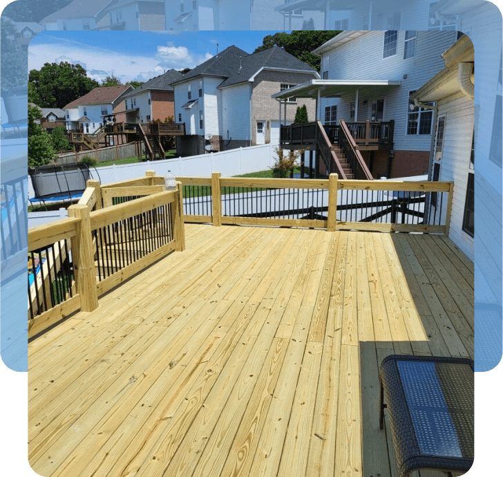 Custom Wood deck installed in Nashville by The Covered Patio.